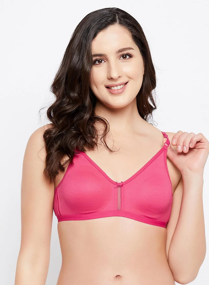 كلوفيا Smoothie Non-Padded Non-Wired Full Coverage Bra in Hot Pink - Cotton Rich